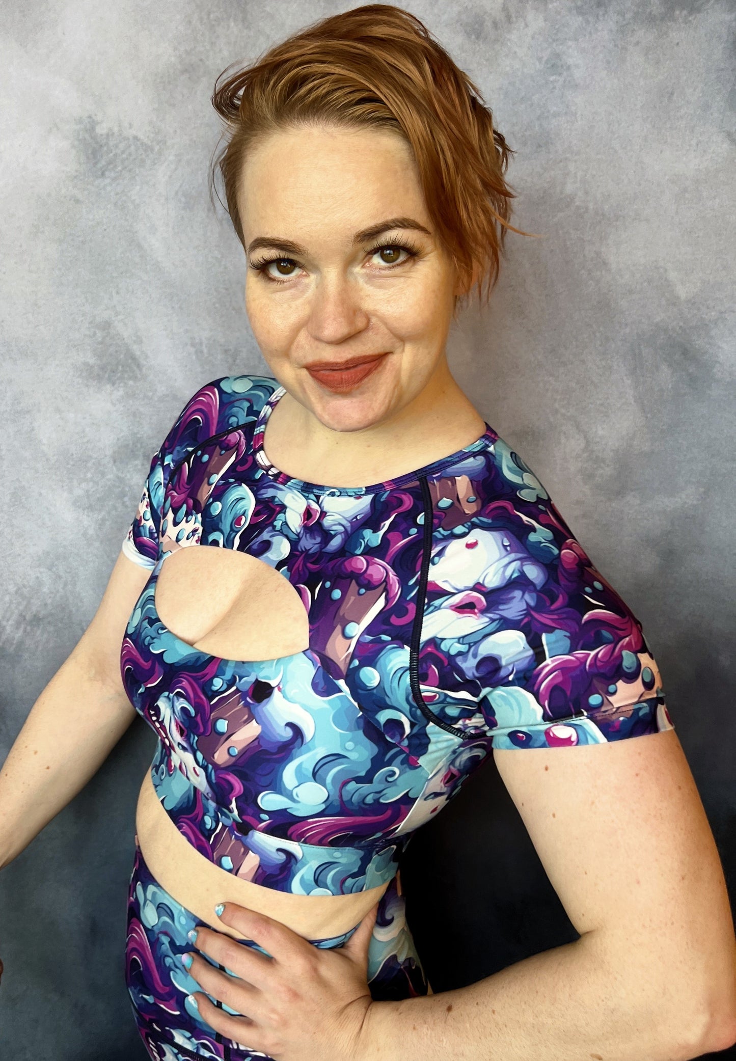 Evil Grin Cropped Peek-A-Boo T-Top