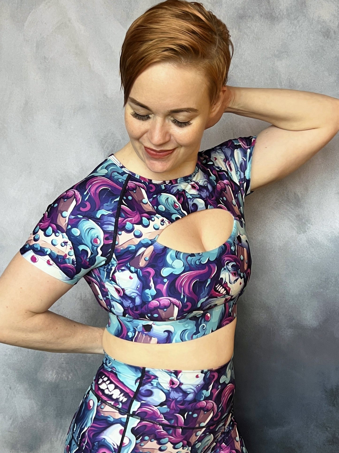 Evil Grin Cropped Peek-A-Boo T-Top