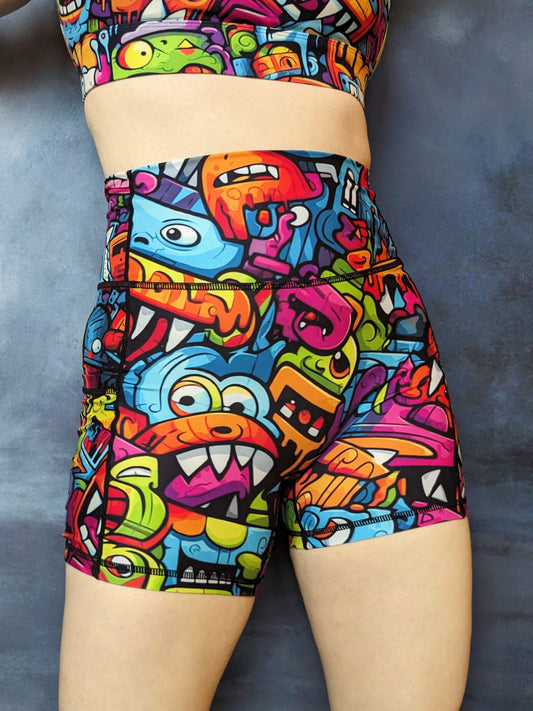 Rainbow Monsters Biker Shorts